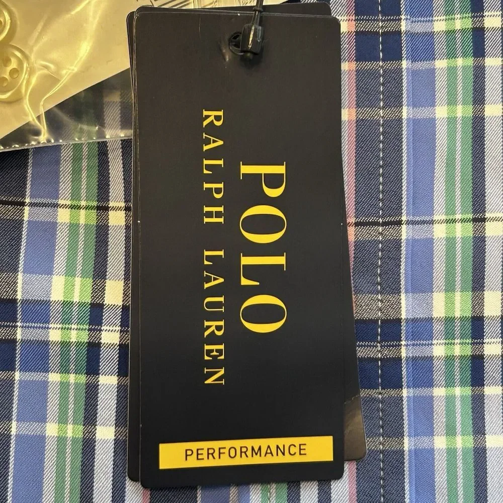 Polo Ralph Lauren Classic Fit Performance Long Sleeve Blue Plaid Mens M NWT $138